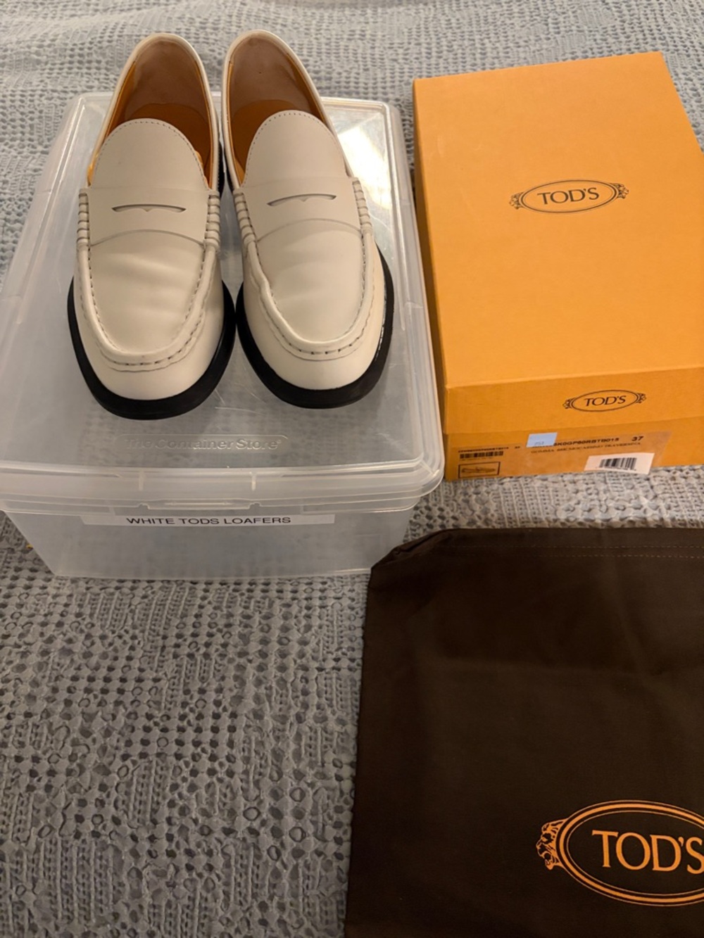 Tod’s white mic toe penny loafers size 37